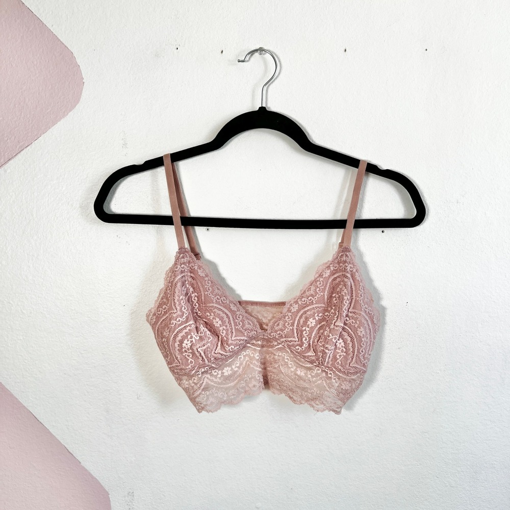 Pink‎ Lace Bralette Dainty Coquette Cottagecore Fairy Medium